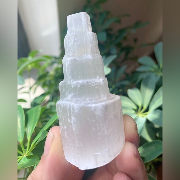 Satin Spar Stepped Tower Selenite Mini Tower Crystal Healing Selenite - Picture 2 of 5